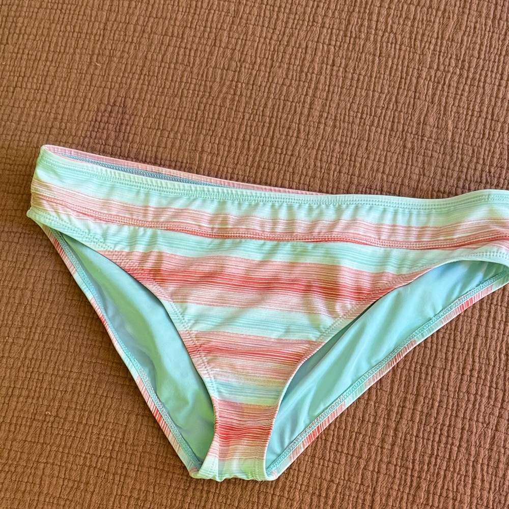 Carve Designs Pastel Mint and Coral Stripe Bikini Bottom